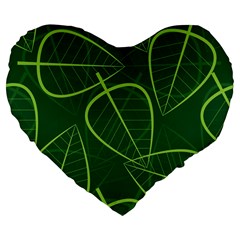 Vector Seamless Green Leaf Pattern Large 19  Premium Flano Heart Shape Cushions by Simbadda