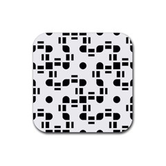 Black And White Pattern Rubber Coaster (square) 