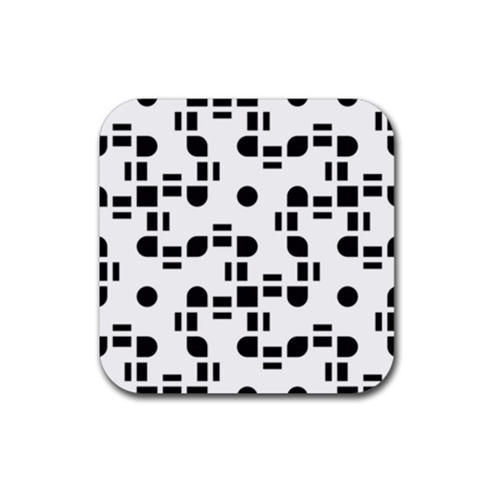 Black And White Pattern Rubber Coaster (Square) 