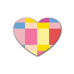 Colorful Squares Background Heart Coaster (4 Pack)  by Simbadda