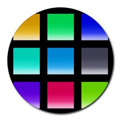 Colorful Background Squares Round Mousepads by Simbadda