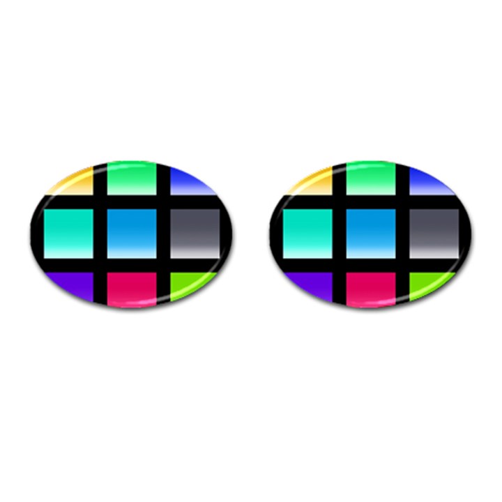 Colorful Background Squares Cufflinks (Oval)