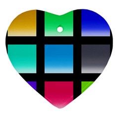 Colorful Background Squares Heart Ornament (two Sides)