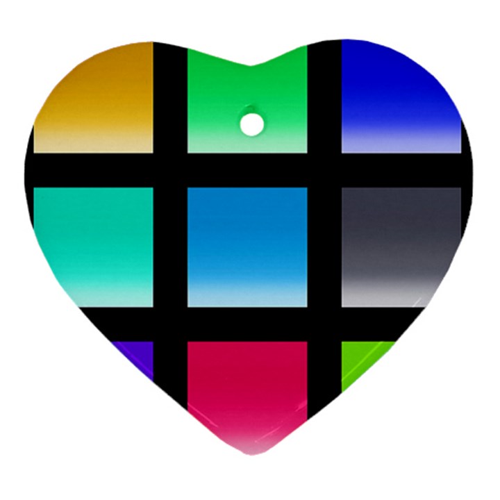 Colorful Background Squares Heart Ornament (Two Sides)