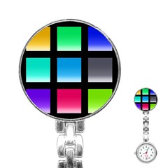 Colorful Background Squares Stainless Steel Nurses Watch by Simbadda