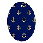 Gold Anchors On Blue Background Pattern Ornament (Oval) Front