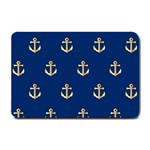 Gold Anchors On Blue Background Pattern Small Doormat  24 x16  Door Mat