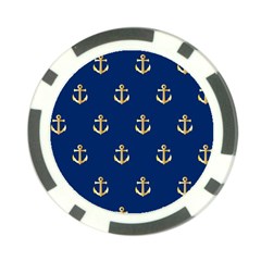 Gold Anchors On Blue Background Pattern Poker Chip Card Guard by Simbadda