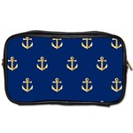 Gold Anchors On Blue Background Pattern Toiletries Bags Front