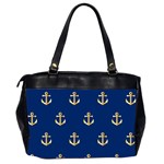 Gold Anchors On Blue Background Pattern Office Handbags (2 Sides)  Back