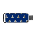 Gold Anchors On Blue Background Pattern Portable USB Flash (Two Sides) Back