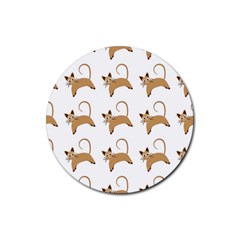 Cute Cats Seamless Wallpaper Background Pattern Rubber Round Coaster (4 Pack)  by Simbadda