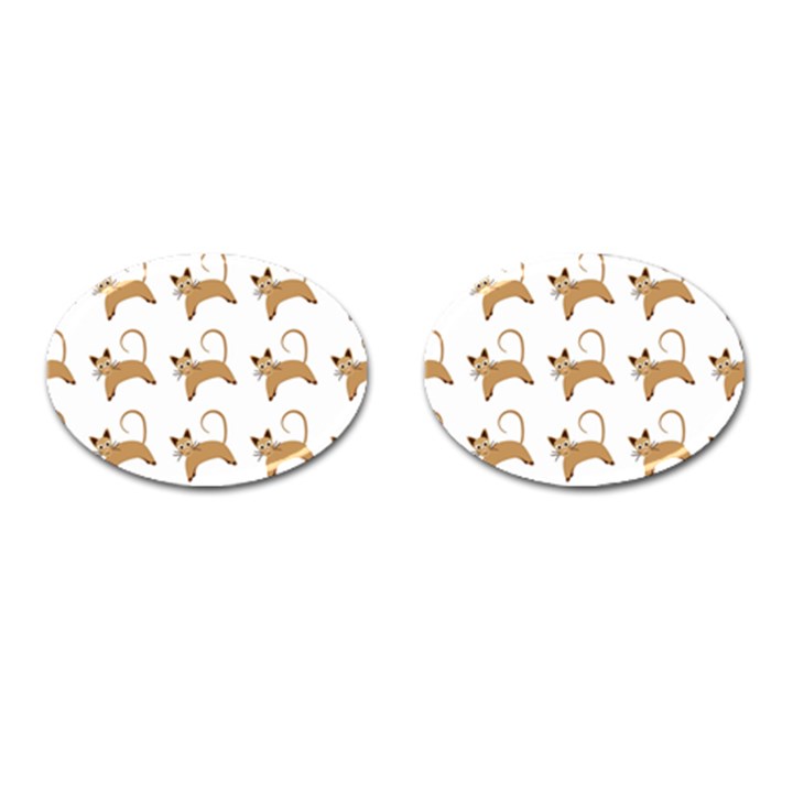 Cute Cats Seamless Wallpaper Background Pattern Cufflinks (Oval)