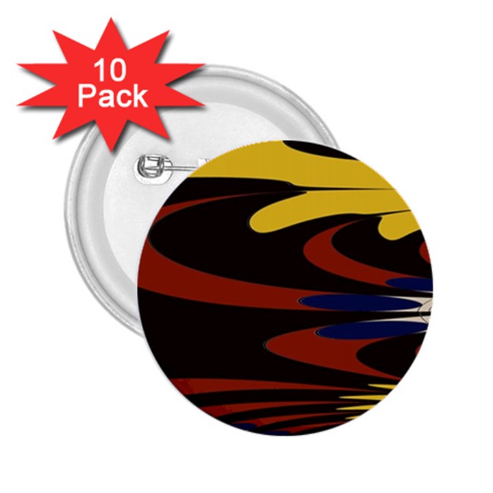 Peacock Abstract Fractal 2.25  Buttons (10 pack) 