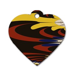 Peacock Abstract Fractal Dog Tag Heart (one Side) by Simbadda