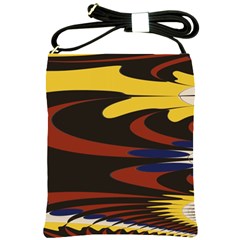 Peacock Abstract Fractal Shoulder Sling Bags by Simbadda