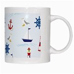 Seaside Nautical Themed Pattern Seamless Wallpaper Background White Mugs Right