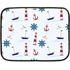 Seaside Nautical Themed Pattern Seamless Wallpaper Background Fleece Blanket (mini) by Simbadda