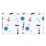 Seaside Nautical Themed Pattern Seamless Wallpaper Background Satin Shawl Front