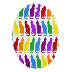 Rainbow Colorful Cats Wallpaper Pattern Ornament (oval) by Simbadda