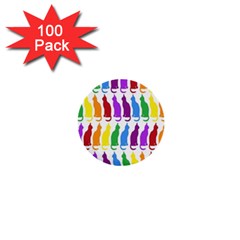 Rainbow Colorful Cats Wallpaper Pattern 1  Mini Buttons (100 Pack)  by Simbadda