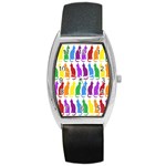 Rainbow Colorful Cats Wallpaper Pattern Barrel Style Metal Watch Front