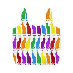 Rainbow Colorful Cats Wallpaper Pattern Full Print Recycle Bags (m)  by Simbadda