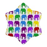 Rainbow Colors Bright Colorful Elephants Wallpaper Background Ornament (Snowflake) Front