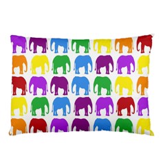 Rainbow Colors Bright Colorful Elephants Wallpaper Background Pillow Case (two Sides) by Simbadda