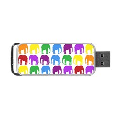 Rainbow Colors Bright Colorful Elephants Wallpaper Background Portable Usb Flash (two Sides) by Simbadda