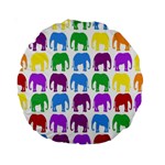 Rainbow Colors Bright Colorful Elephants Wallpaper Background Standard 15  Premium Round Cushions Back