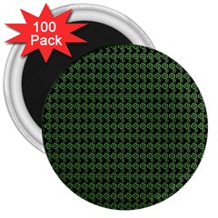 Clovers On Black 3  Magnets (100 Pack)