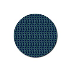 Clovers On Dark Blue Rubber Round Coaster (4 Pack)  by PhotoNOLA