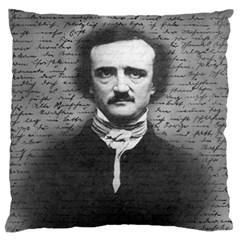 Edgar Allan Poe  Large Flano Cushion Case (one Side) by Valentinaart