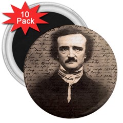 Edgar Allan Poe  3  Magnets (10 Pack)  by Valentinaart