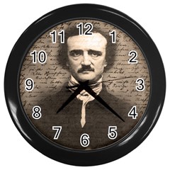 Edgar Allan Poe  Wall Clocks (black) by Valentinaart