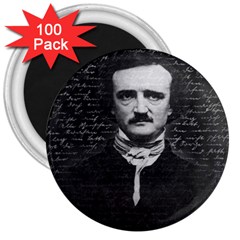 Edgar Allan Poe  3  Magnets (100 Pack) by Valentinaart