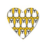 Yellow Owl Background Heart Magnet Front