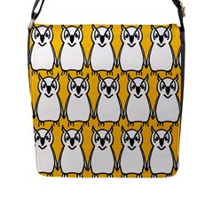 Yellow Owl Background Flap Messenger Bag (l)  by Simbadda