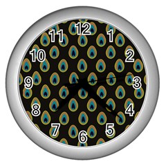 Peacock Inspired Background Wall Clocks (silver) 