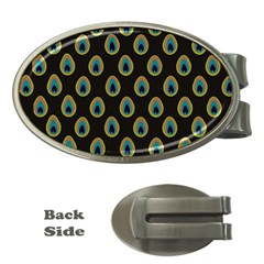 Peacock Inspired Background Money Clips (oval)  by Simbadda