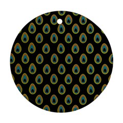 Peacock Inspired Background Round Ornament (two Sides) by Simbadda