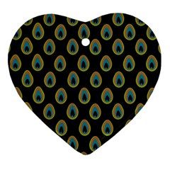 Peacock Inspired Background Heart Ornament (two Sides) by Simbadda