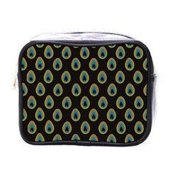 Peacock Inspired Background Mini Toiletries Bags by Simbadda