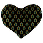 Peacock Inspired Background Large 19  Premium Flano Heart Shape Cushions Back