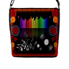 Music Pattern Flap Messenger Bag (l)  by Simbadda