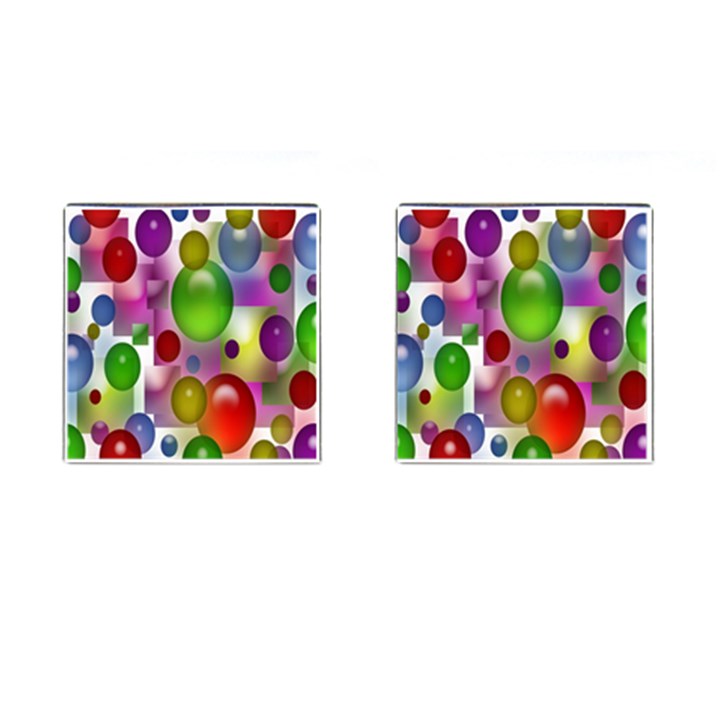 Colorful Bubbles Squares Background Cufflinks (Square)