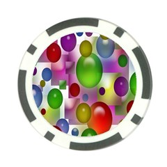 Colorful Bubbles Squares Background Poker Chip Card Guard by Simbadda