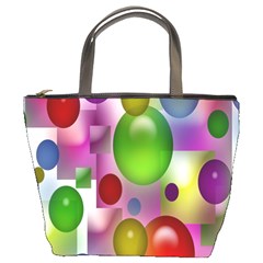 Colorful Bubbles Squares Background Bucket Bags by Simbadda