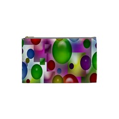 Colorful Bubbles Squares Background Cosmetic Bag (small)  by Simbadda